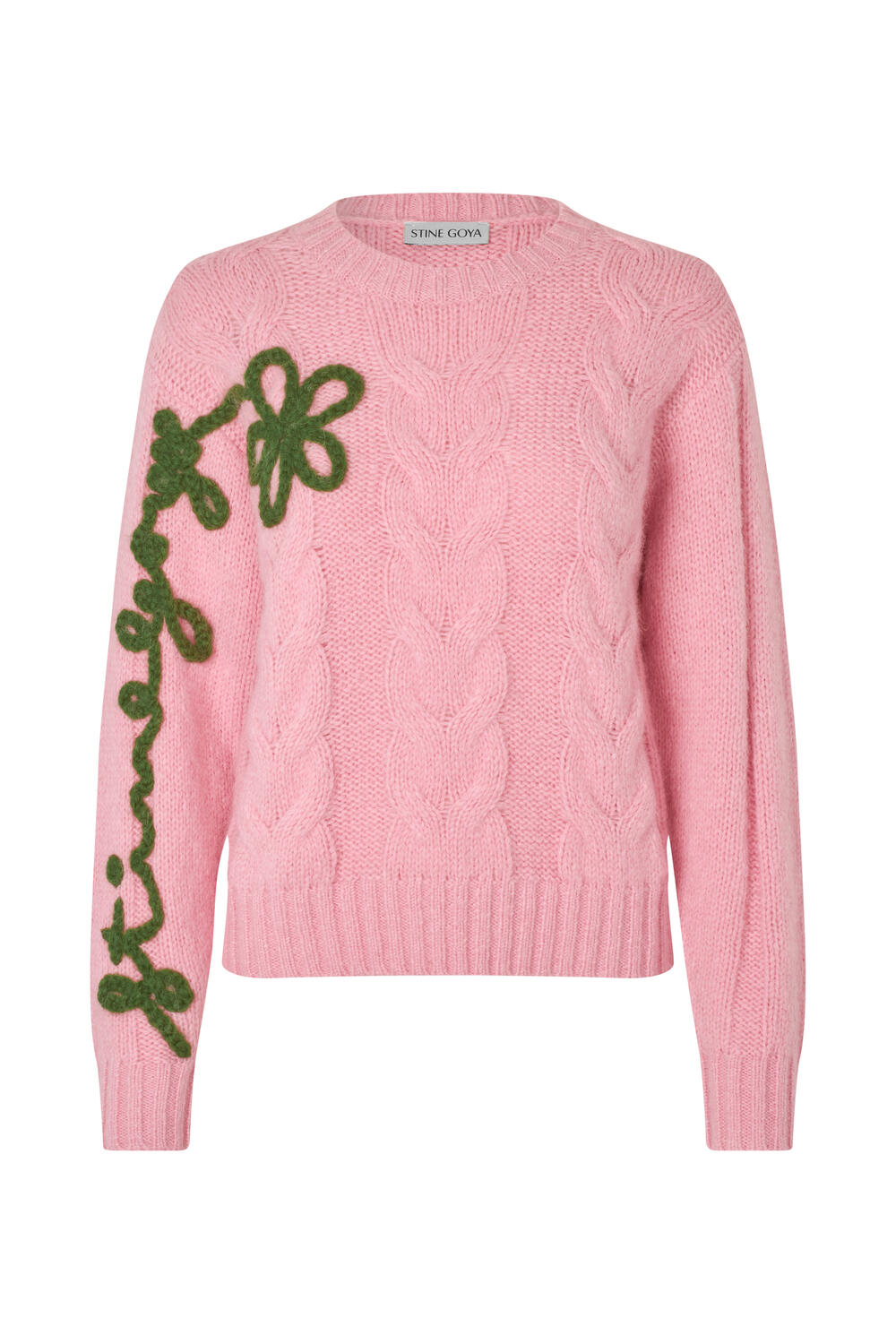Crewneck Cropped striktrøje - Light Pink